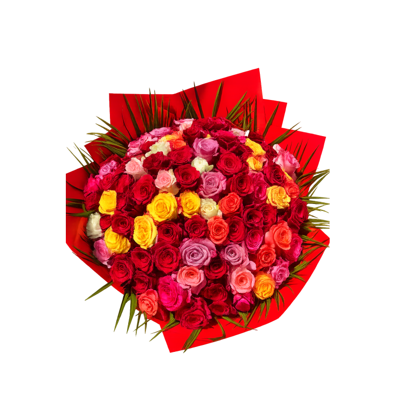 Buchet Premium De  101 Trandafiri Multicolor
