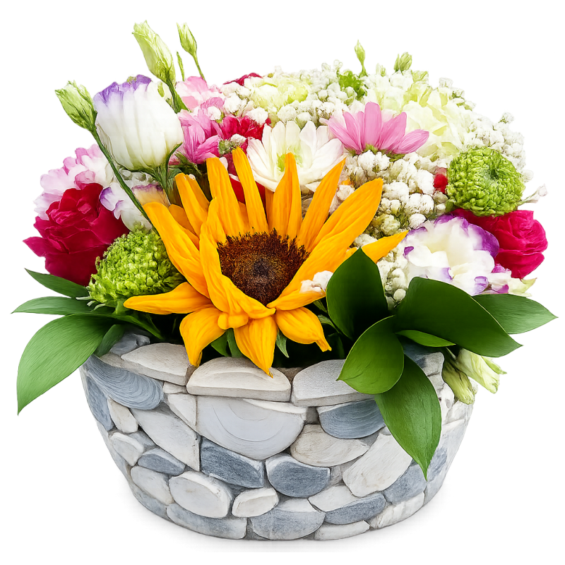 ARANJAMENT FLORAL IN VAS DECORATIV