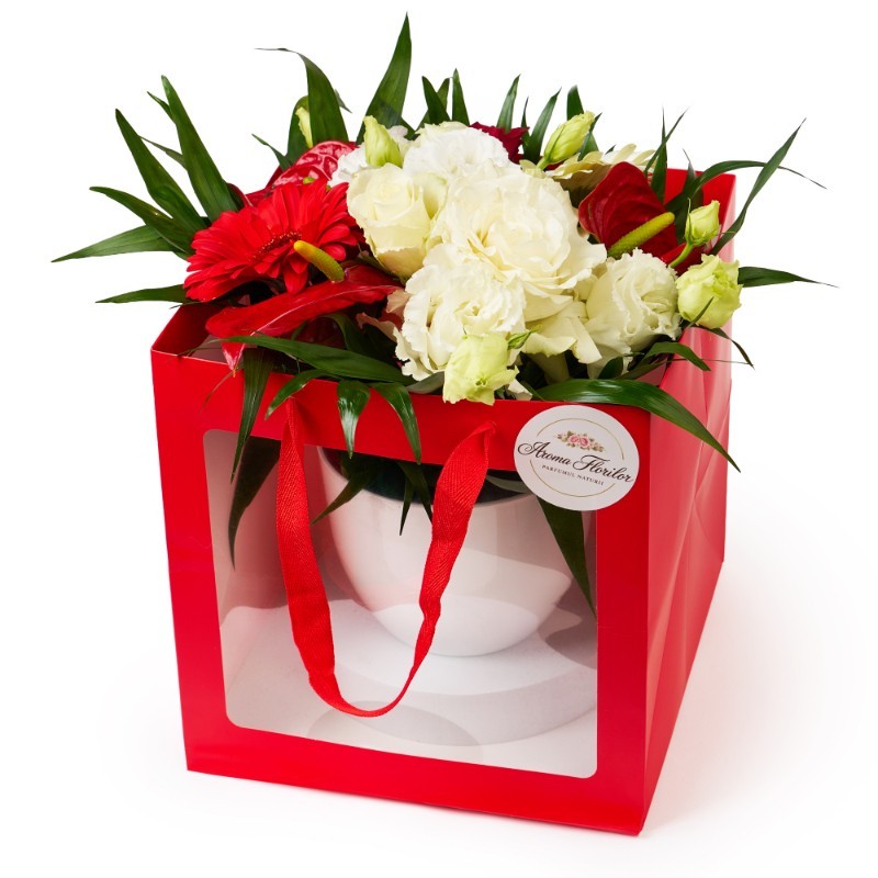 Pungă cadou florală cu fereastră