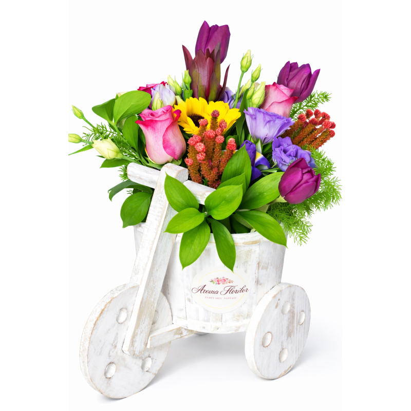 ARANJAMENT FLORAL IN SUPORT DIN LEMN