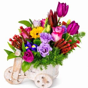 ARANJAMENT FLORAL IN SUPORT DIN LEMN